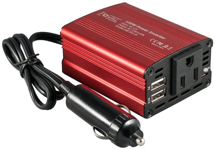 Foval 150W Car Power Inverter Dual USB and 110V AC Outlets