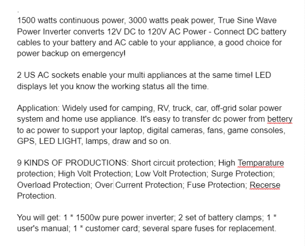 1500w power inverter by xyz invt