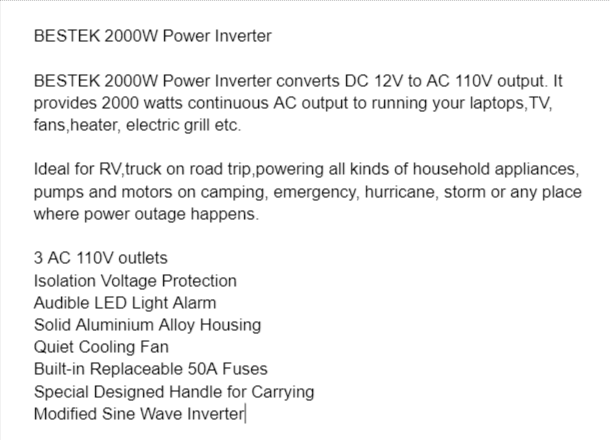 Bestek 2000W Power Inverter Review