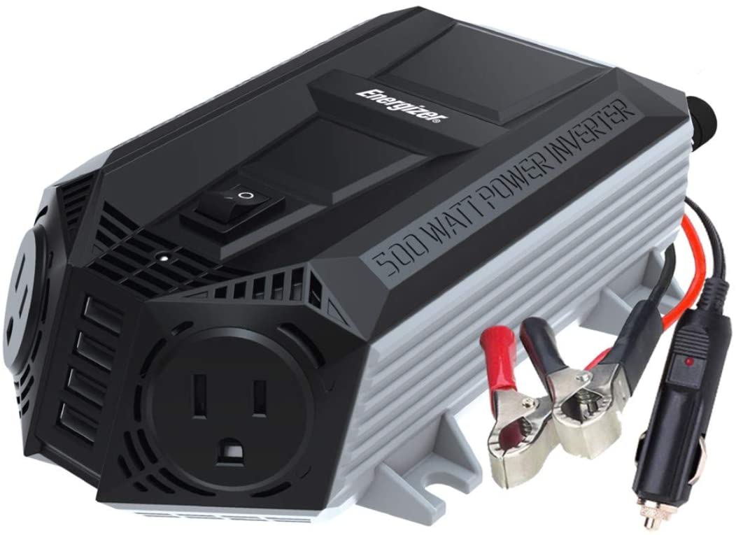 Energizer 500 watts Power Inverter Plus 48 watts via USB Ports, Modified sine Wave car Inverter, 12V to 110 Volts, Two AC outlets, Four USB Ports 2.4A - UL Certified Under 458 by METLab