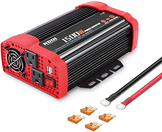 NDDI 1500W Car Power Inverter 12V DC to 110V AC Car Converter Charger Adapter with Dual 3.1A USB Port and AC Outlets Quick Charging