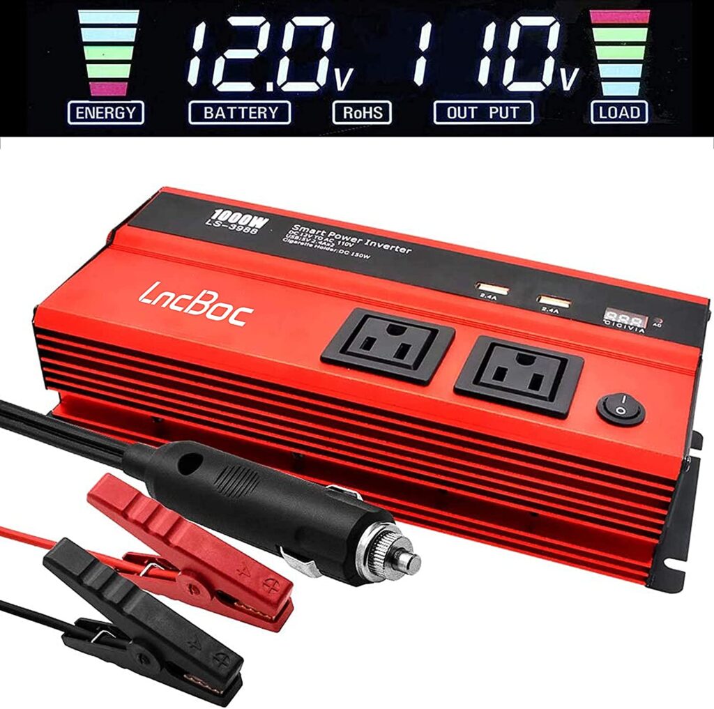 BESTEK 500W Power Inverter DC 12V to 110V AC Converter with Alligator