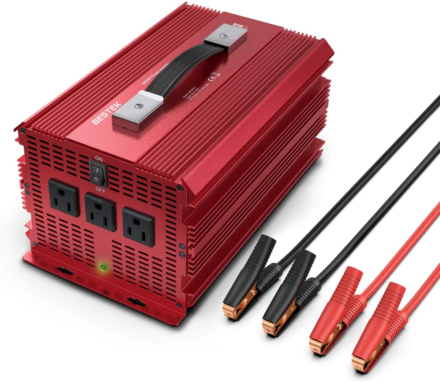 BESTEK 2000W Power Inverter 3 AC Outlets DC 12V to 110V AC Car Power Converter for Camping Outdoor Power Supply ETL Listed