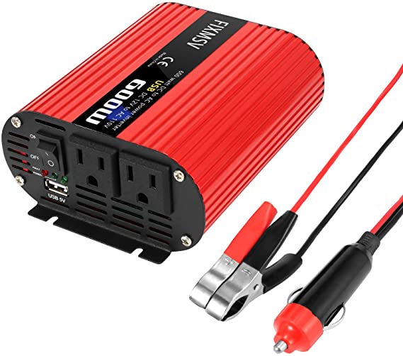 FIXMSV Car Power Inverter 600W Inverter 12v to 110v Inverter Double USB Power Inverter car Charger (600W) ac to dc Converter Power Inverter for car