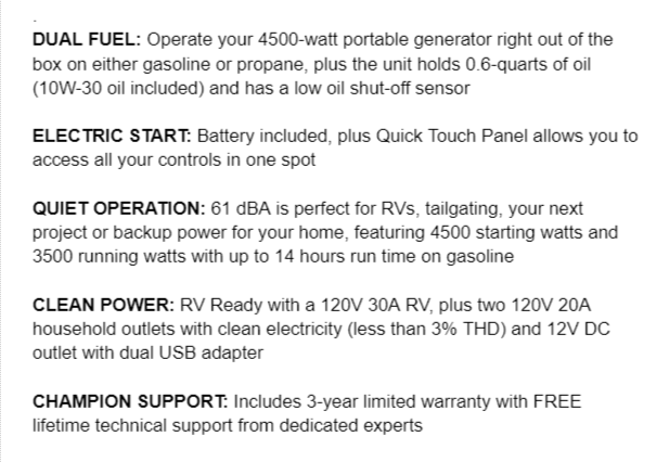 Product Description of the Portable Generator