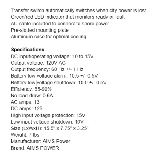 AIMS Power Modified Sine Wave Inverter Described