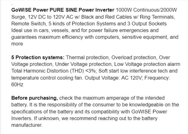 GoWise Power Inverter Review & Product Description