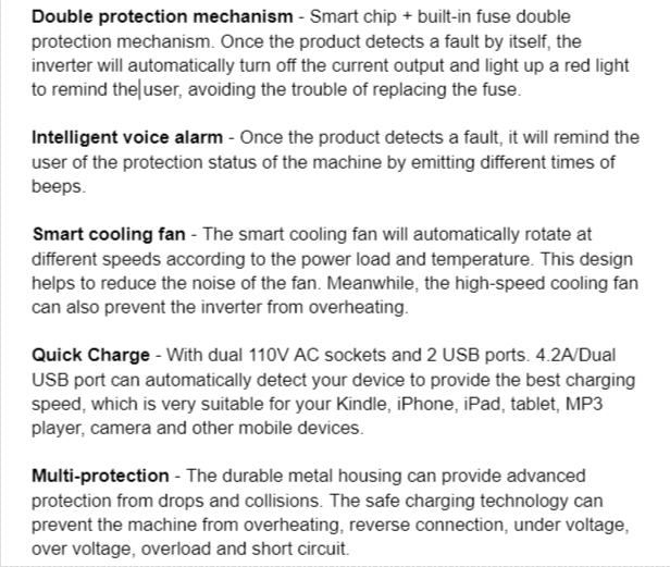 Product Description of YSOLX Power Inverter Review