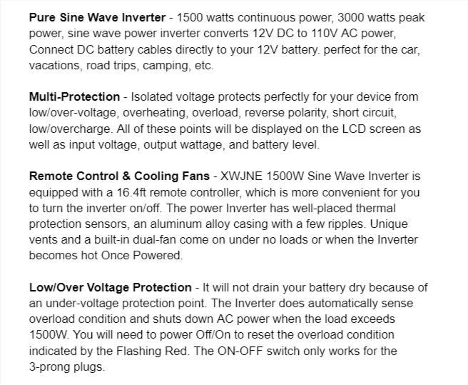 XWJNE Pure Sine Wave Inverter