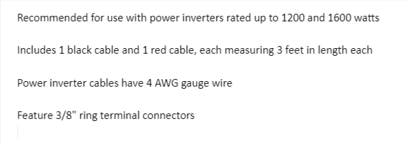 Features of Whistler Inverter Cable