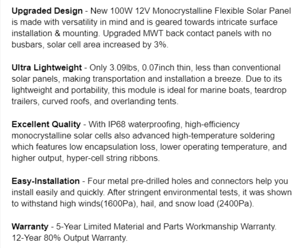 Newpowa Soar Panel Review of 100W Solar Product and Description