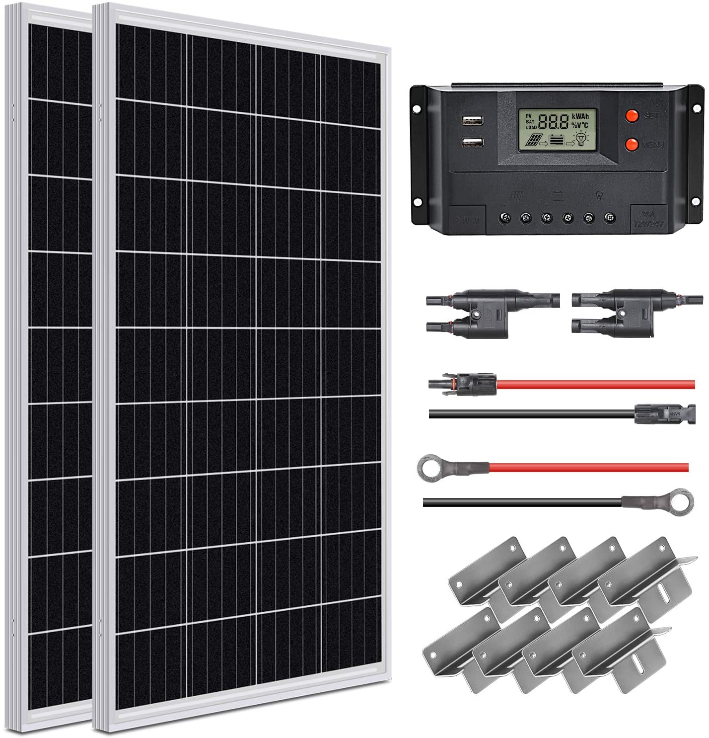 WEIZE 200 Watt 12 Volt Solar Panel Starter Kit