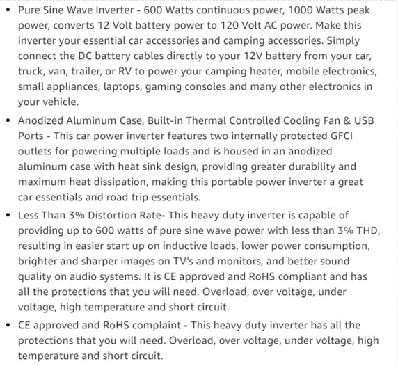PowerBright 600W Power Inverter Features & Product Description