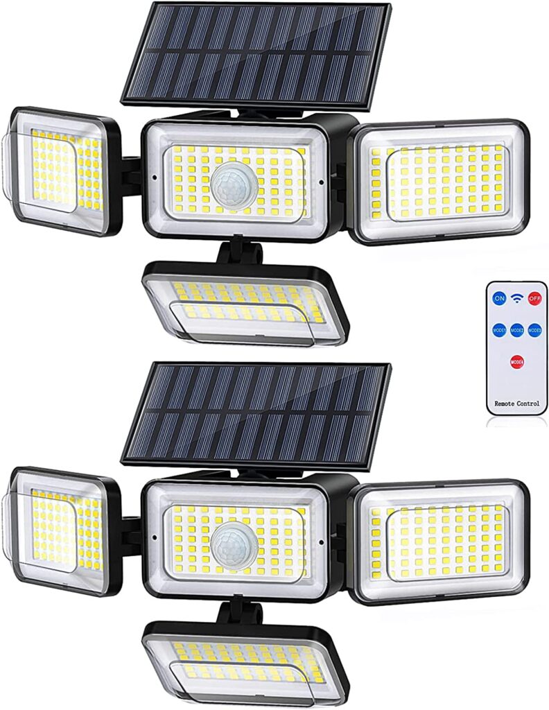 Solar Outdoor Lights, 288LED IP65 Waterproof Motion Sensor Outdoor Lights with Remote Control