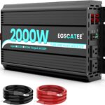 EGSCATEE 2000W Pure Sine Wave Power Inverter 12V DC to 110-120V AC Converter for Car, Truck, Home, Vehicles,Boat, Car Charger Adapter 12V to 110V with Built-in 2 AC Outlets, USB Ports, LCD Display
