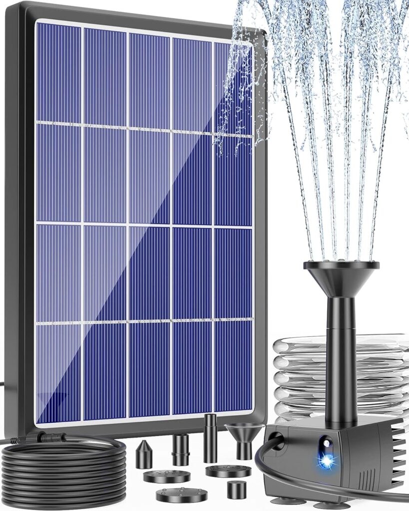 NFESOLAR 3.5W Solar Water Pump Outdoor, Solar Power Bird Bath Fountain with10ft Cables, 4ft Tubing, Dry Run Protection