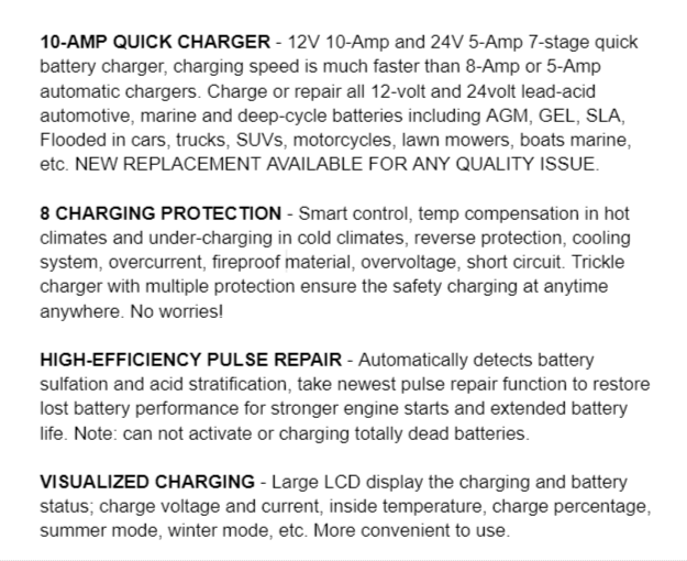 battery charger maintainer product description
