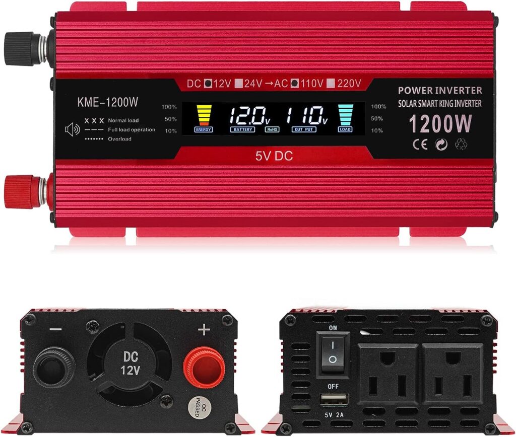 nomal Car Power Inverter 1200W , DC 12v to 110v AC Converter with LCD Display and AC Outlets 12 Volt Inverter for Truck RV Car