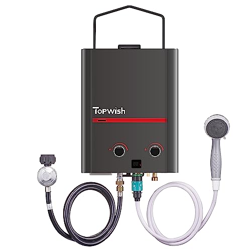 TOPWISH Tankless Water Heater, 1.32 GPM Portable Propane Outdoor