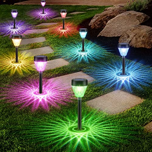 RIDALUX Solar Pathway Lights 8 Pack,Solar Lights Outdoor Waterproof ...