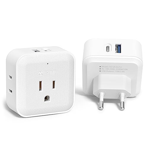TROND European Travel Plug Adapter 2 Pack, International Power Plug