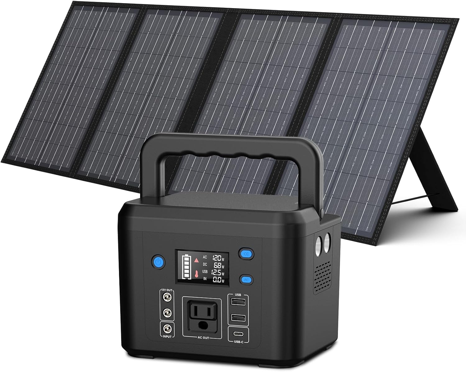 200W Solar Generator with Panel, Powkey 120Wh