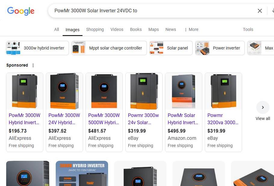 PowMr 3000 watt Solar Inverter Options Online