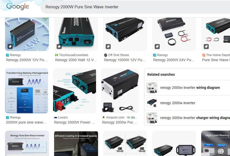 Renogy 2000 watt Inverter with Automatic Transfer Switch Shown in Multiple Views