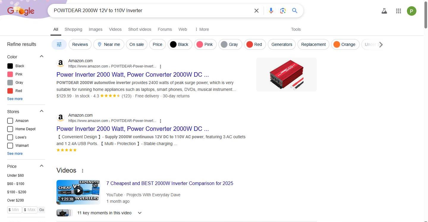 Google Search Results for POWTDEAR 2000W Inverter