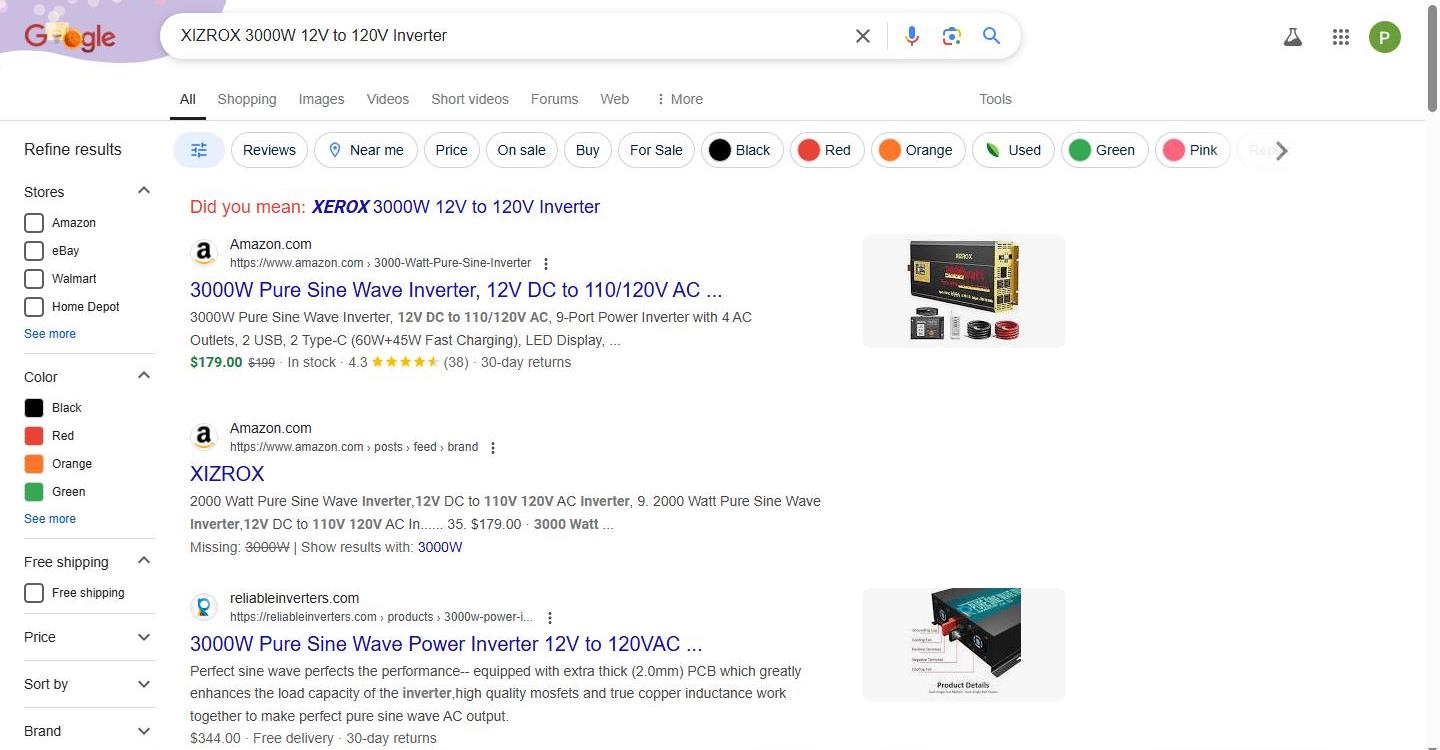 Google Search Results for XIZROX 3000W Inverter