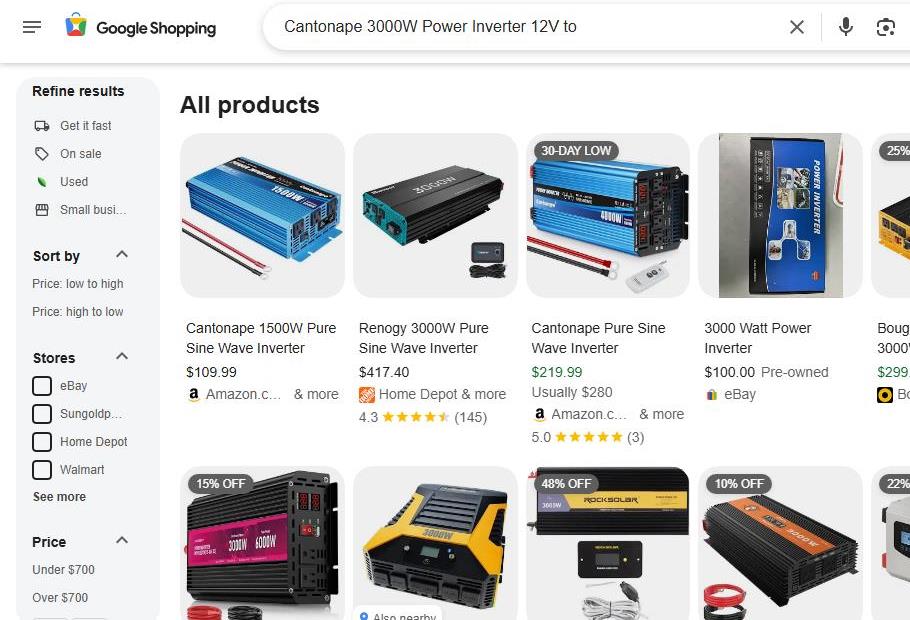 Google Shopping Search Results for Cantonape Power Inverters