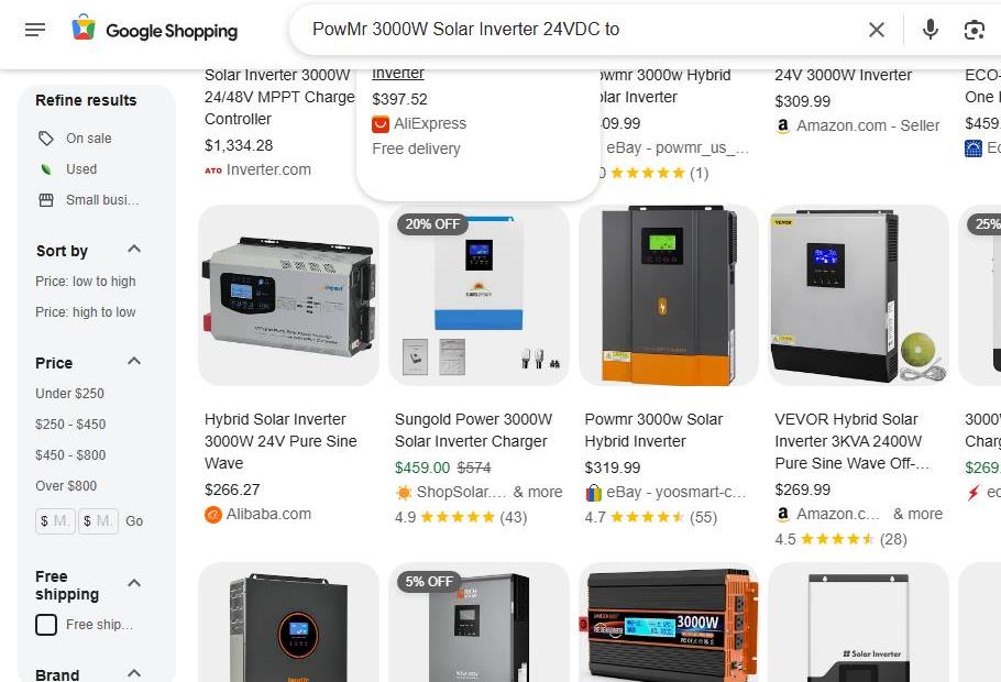 Search Results for PowMr 3000 watt Solar Inverter Charger