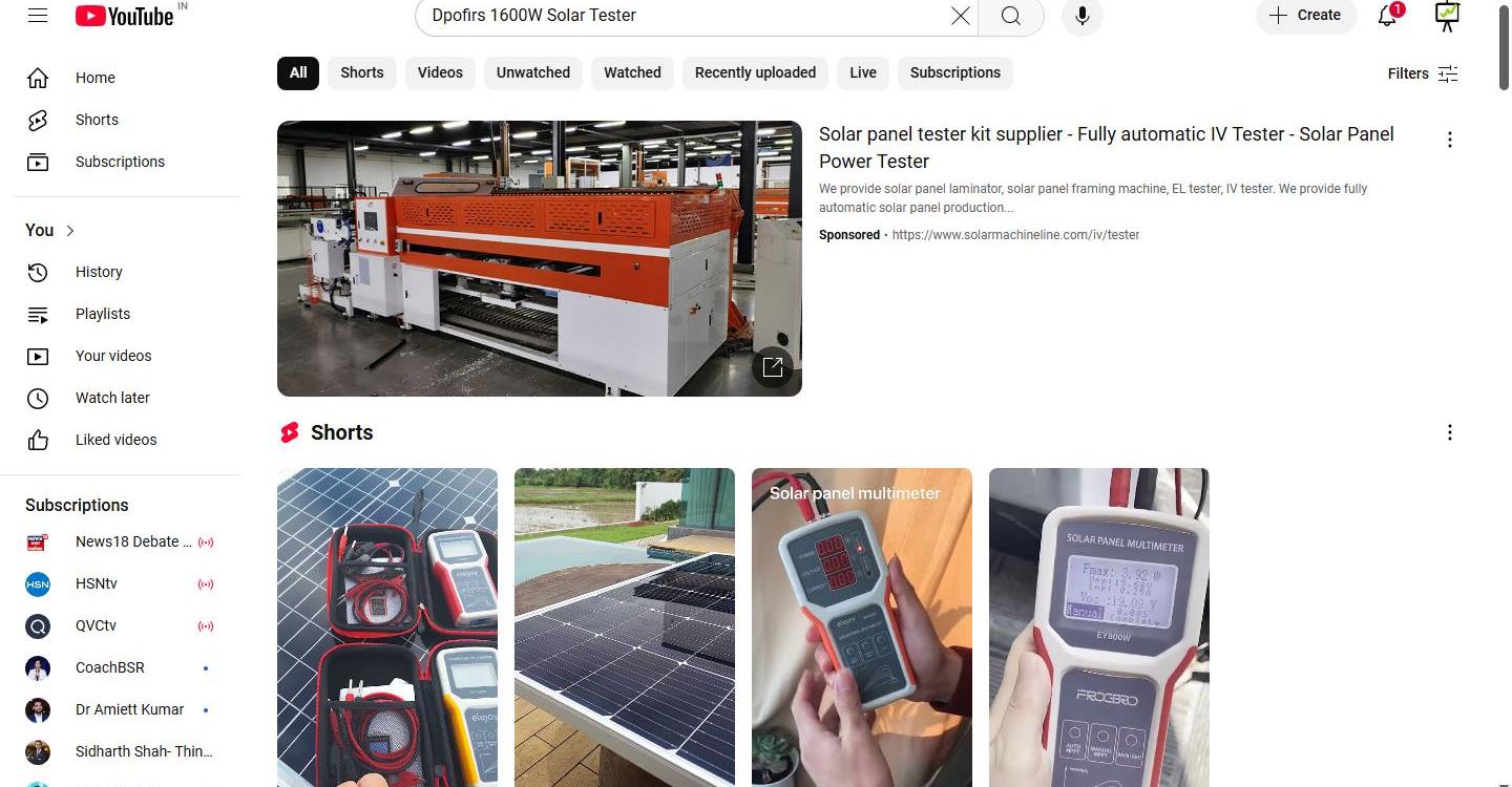 YouTube Search Results for Solar Panel Tester