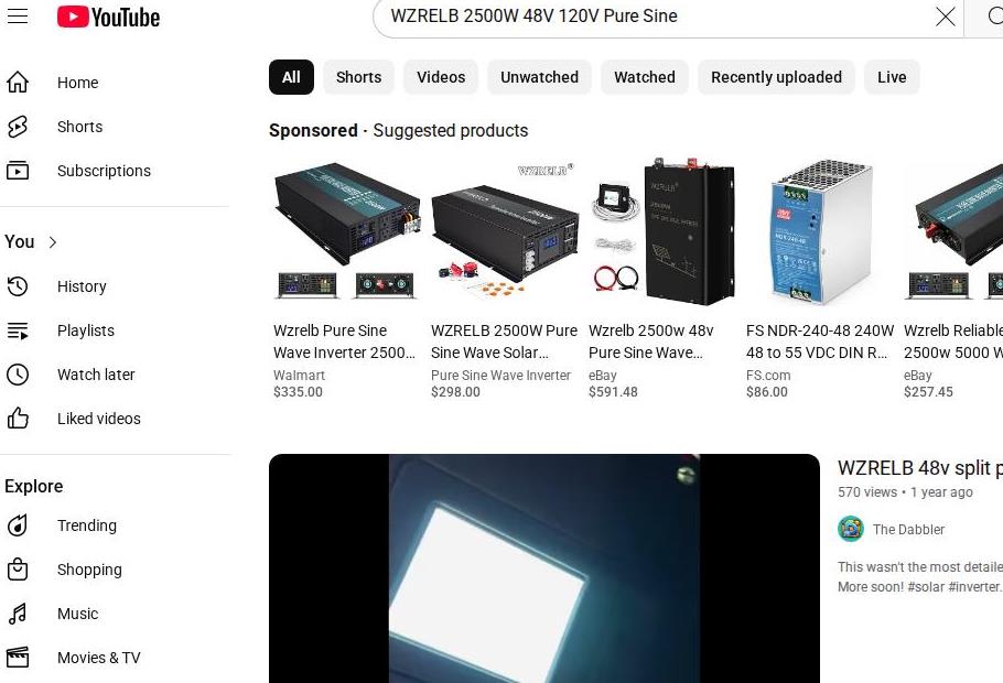 YouTube Search Results for a Pure Sine Wave Inverter
