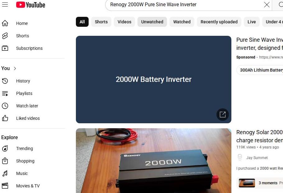 Renogy 2000 watt Inverter Featured in YouTube Video